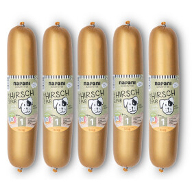 Nassfutter für Hunde, Hirsch pur im Kunstdarm 5 x 800g