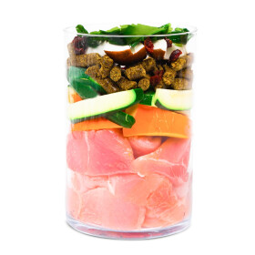 Menü für Hunde "Gute Trute" mit Kürbis und Zucchini im Kunstdarm