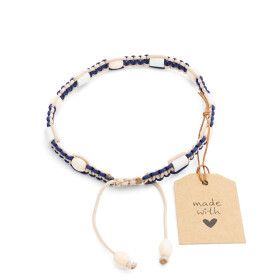 EM Halsband M Marineblau & Beige ohne Blume des Lebens